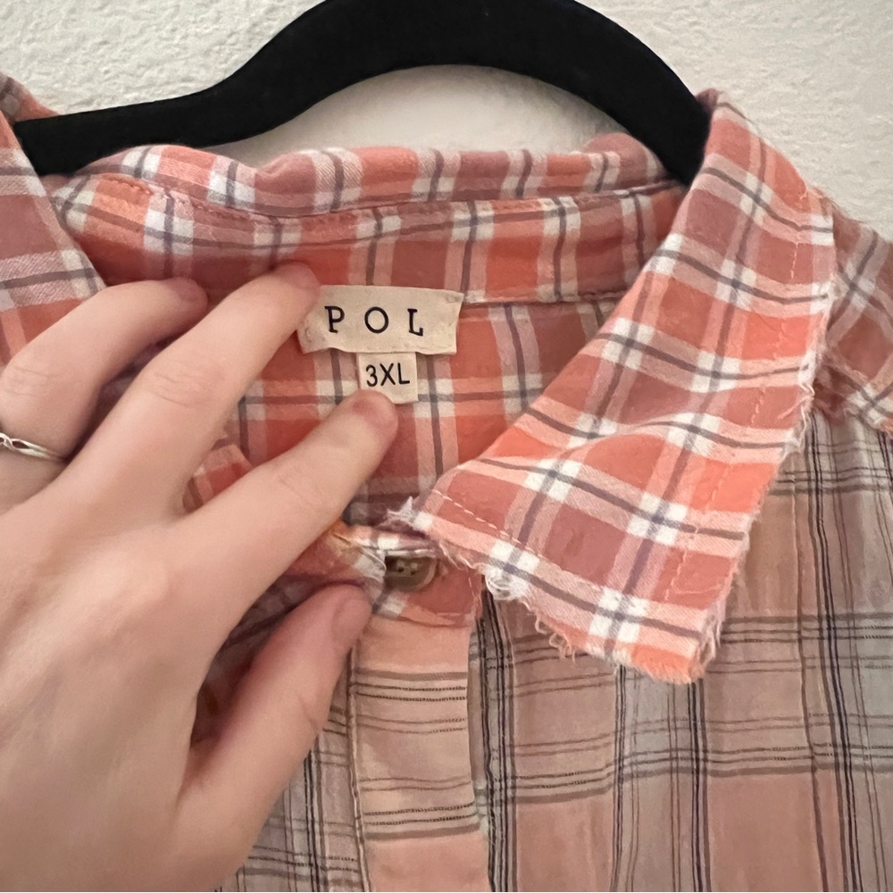 Pol Plus Size 3xl Plaid Patchwork Button Front Tu… - image 3